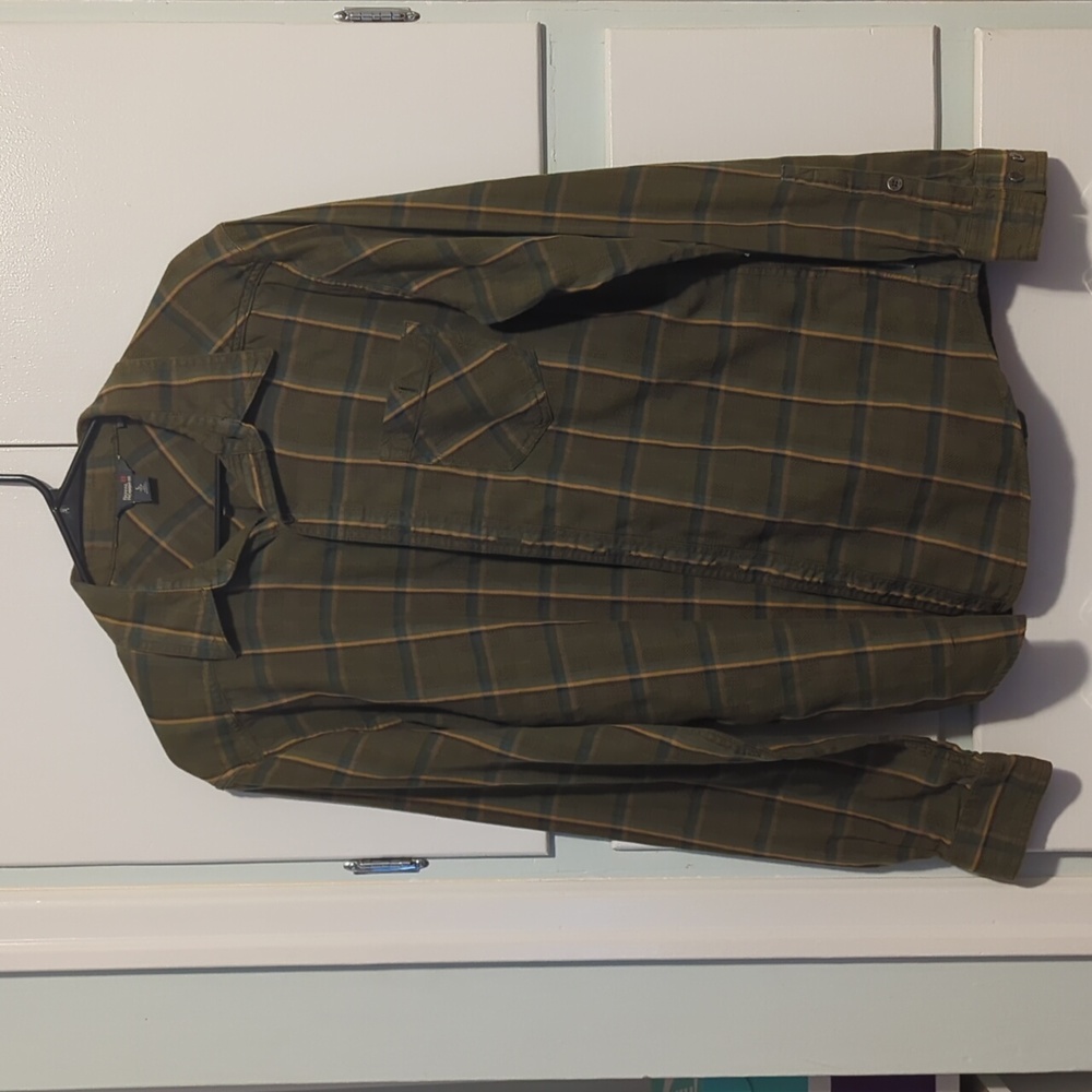 Royal Robbins Men’s Flannel Shirt Brown Plaid Button Up Size Large